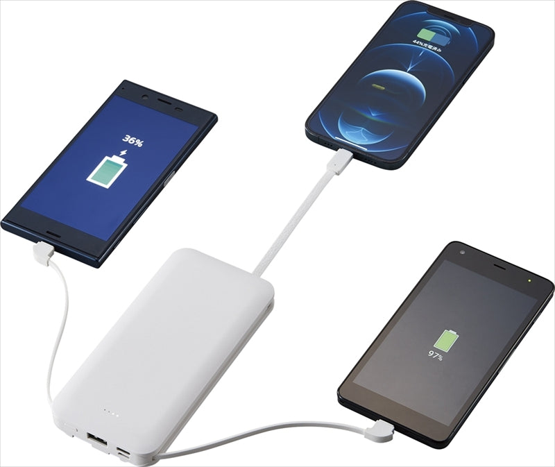 4ケーブル モバイルバッテリー10000mAh 6187 【単品】