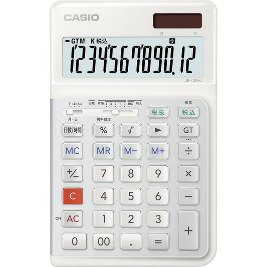 カシオ 人間工学電卓 左手用 JE-12D-L-WE-N 【単品】