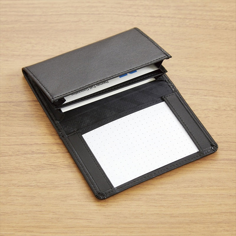グロワール メモホルダー付名刺入れ 合皮製 ブラック GLN1054B 【単品】