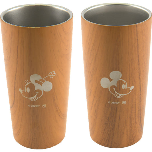 ディズニー 木目真空タンブラーセット MB（ミッキー＆ミニー） 440mL 82115 【単品】