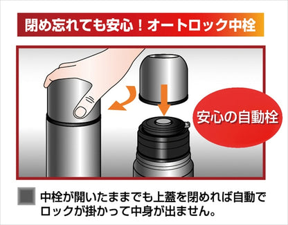 ネクスト 真空二重断熱構造ステンレスボトル500mL レッド F-2601 【単品】