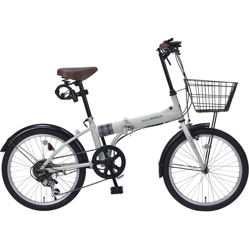 マイパラス 20インチ折りたたみ自転車 バスケット・ライト・カギ付き MF205-IC 【単品】