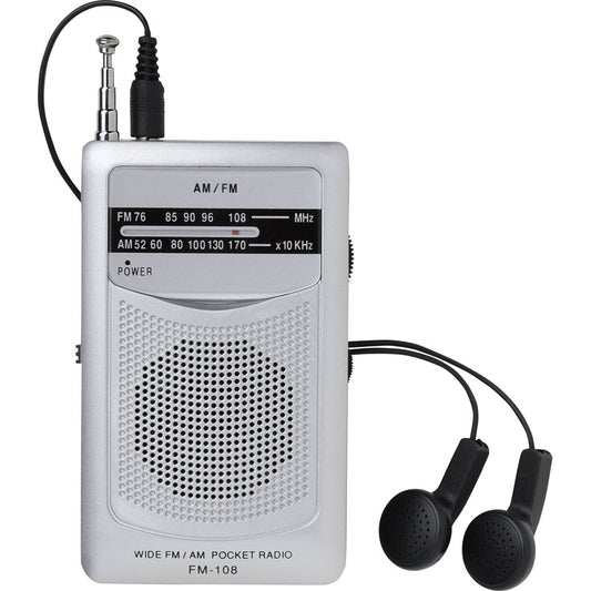 ワイドFM機能搭載 AM・FMポケットラジオ FM-108 【単品】