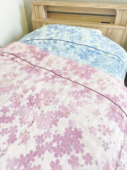 愛知三河木綿 ダブルガーゼ 羽毛タッチ中わた 肌布団 2枚セット WK3024 【単品】
