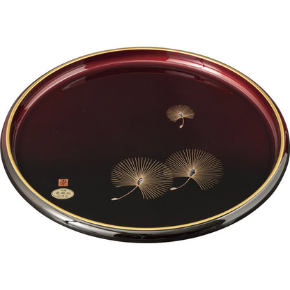 紀州塗 塗分玉虫 金縁 本貝入 松 10．0丸盆 2132035 【単品】