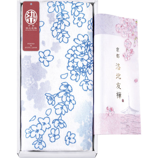 京都 洛北友禅 ひとつひとつ手染めのマルチタオル ショート1P 空色 KYT28200-BL 【単品】