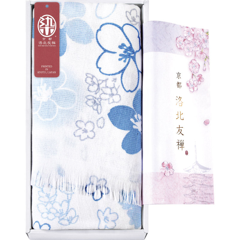 京都 洛北友禅 ひとつひとつ手染めのマルチタオル ロング1P 空色 KYT28300-BL 【単品】