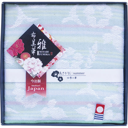 今治 四季の華ジャガードガーゼタオルハンカチ1P グリーン TFM0508611 G 【単品】