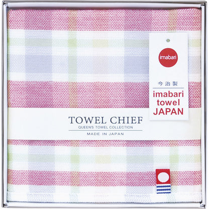今治ガーゼ＆パイルタオルハンカチチェック1P レッド TQS0602101R 【単品】