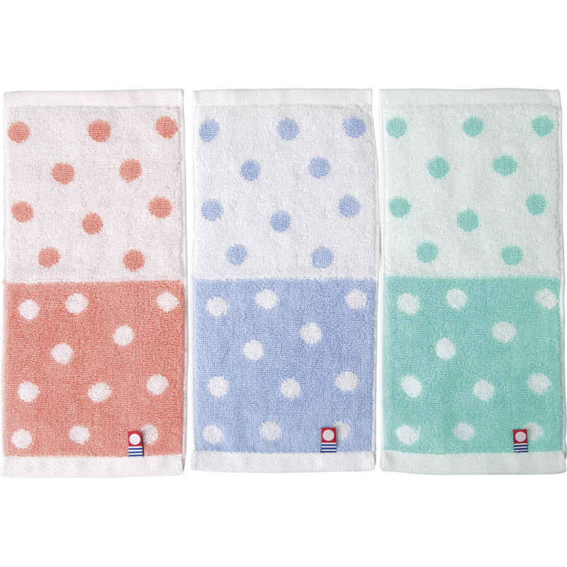 今治ドット／ポケットタオルハンカチ1P袋入 色／指定不可 DP-04-PK-BL-GR 【単品】