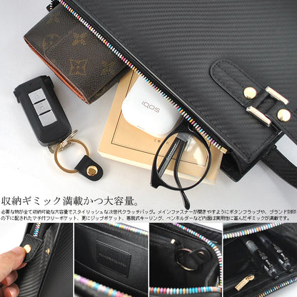 BEAMZSQUARE　イタリアンカーボンレザー（牛革）セカンドクラッチバッグ　BS-45518