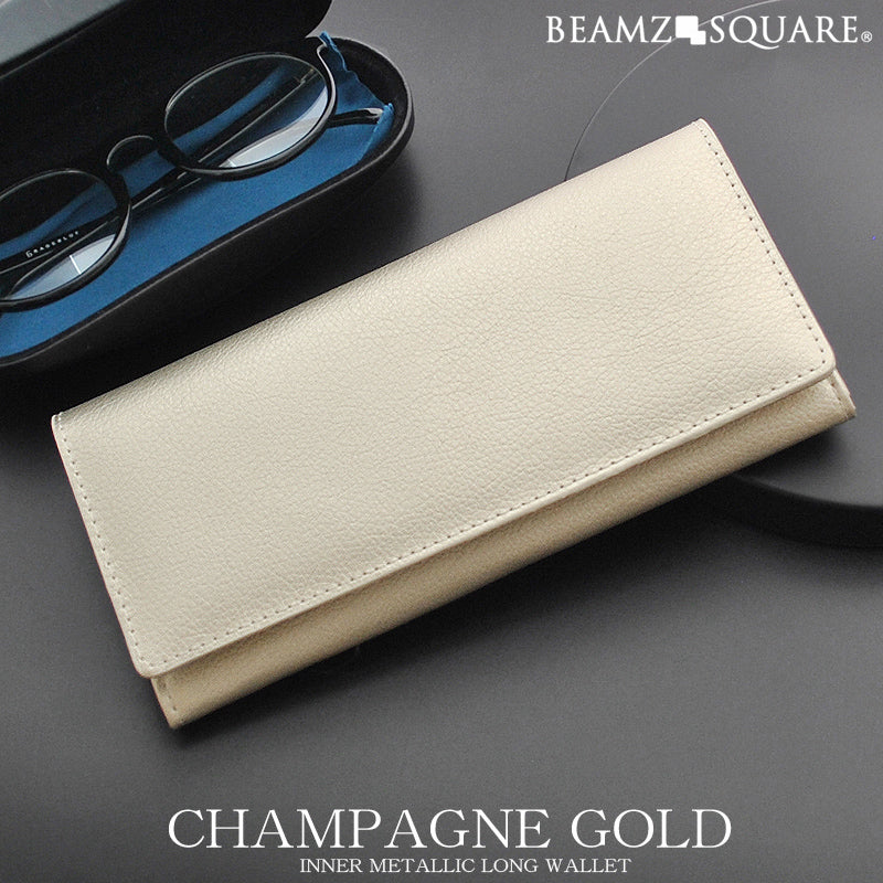 BEAMZSQUARE　シャンパンゴールド牛革製メンズ長財布　BZSQ-703CG