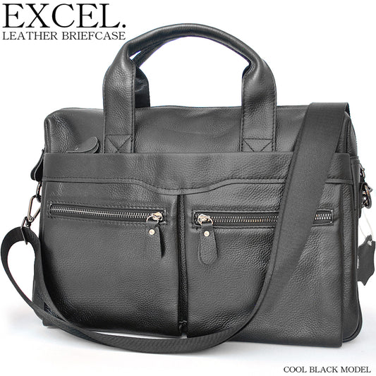 クールブラックカラー銀革EXCELブリーフケース　B-203