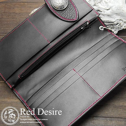 Red Desire　本革×パイソン50centコインコンチョバイカーズウォレット 　RD-3