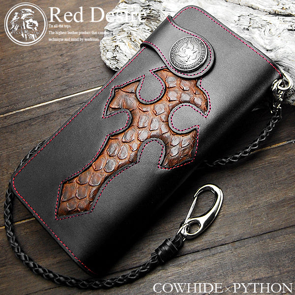 Red Desire　本革×パイソン50centコインコンチョバイカーズウォレット 　RD-4