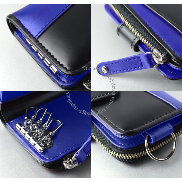 【CAMEROT】キャメロット馬革×牛革バイカラ―キーケース■ブルー■　No.1721BL