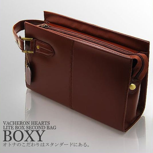 【VACHERON HEARTS 】牛革ライトボックスセカンドバッグ■ブラウン■AN-2157BR