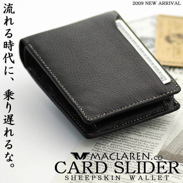 【MACLAREN.co】シープスキンカードスライダーウォレット■AN-1070■メンズ羊革2つ折り財布