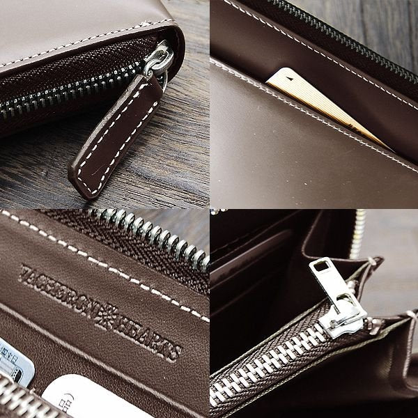 【VACHERON HEARTS 】馬革ラウンドファスナー長財布■AN-1196BR■アウターポケット付きウォレット