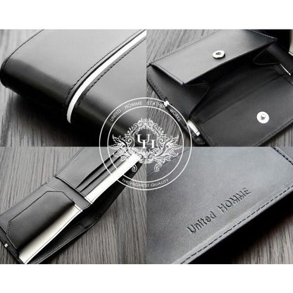 【unitedHOMME】馬革×牛革センターラインデザイン二つ折り財布■ホワイト×1個