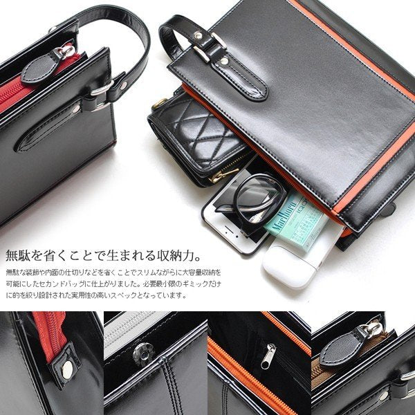 【unitedHOMME】馬革×クロスラインスリムセカンドバッグ■レッドライン×1個