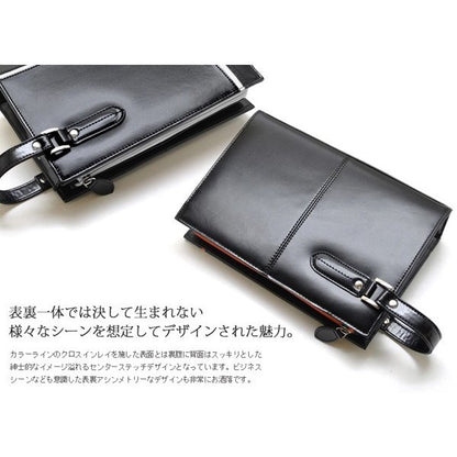 【unitedHOMME】馬革×クロスラインスリムセカンドバッグ■レッドライン×1個
