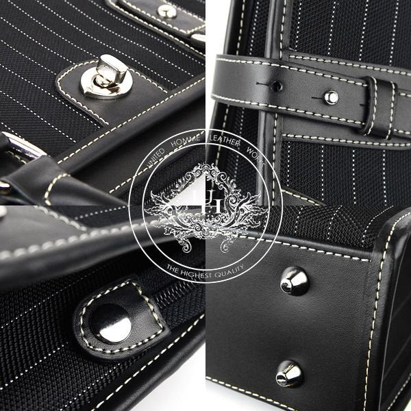 【unitedHOMME】ストライプ柄ターンロック仕様ビジネスバッグ■UH-2165■シンプルブリーフケース
