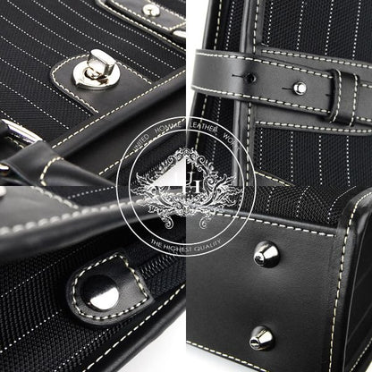 【unitedHOMME】ストライプ柄ターンロック仕様ビジネスバッグ■UH-2165■シンプルブリーフケース