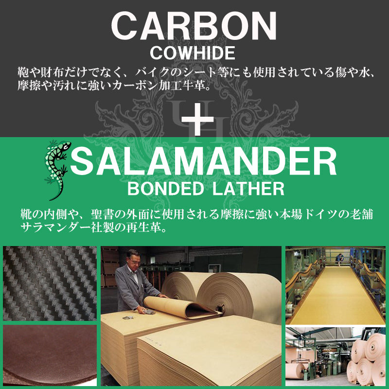 【United HOMME PRESIDENT】カーボンレザー×サラマンダーボンデッドレザー長財布　UHP-3081