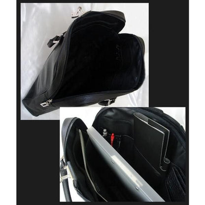 【MOMO】エンボス加工牛床革ビジネスバッグ　AN-85BK　南京錠付ブリーフケース