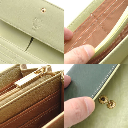 【MOMO】ラージキャパシティウォレット　AN-8503■レディースカラバリ牛革長財布 ゴールド/ゴールド×1個