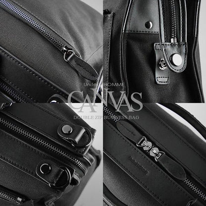 【United HOMME】牛革×帆布ブリーフケース UH-2042■BLACK■カジュアルにも使えるビジカジバッグ