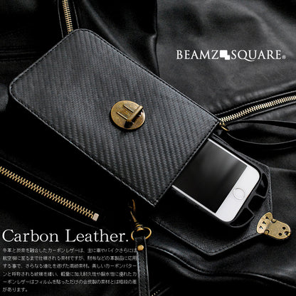 BEAMZSQUARE　カーボンレザー3wayマルチポーチ/スマホポーチ　BS-3125