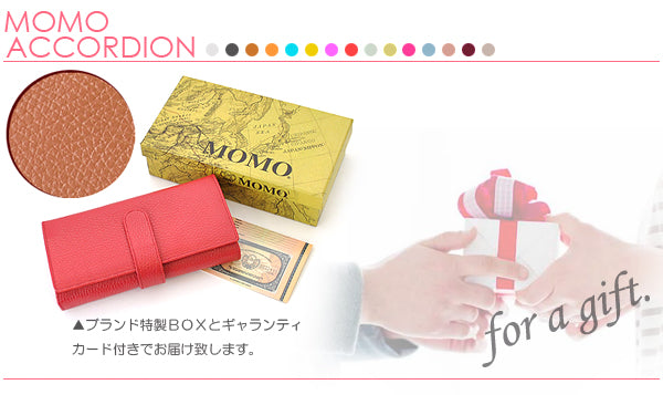 【MOMO】レディース牛革アコーディオン長財布■ ローズピンク×1個