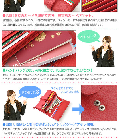 【MOMO】レディース牛革アコーディオン長財布■ ライトグレー×1個
