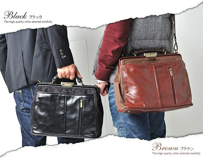 【unitedHOMME】牛革×帆布ソフトダレスバッグ■2wayドクターズバッグ ブラウン×1個