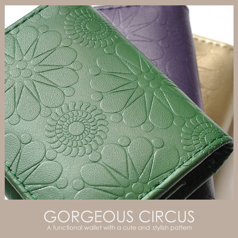 【GORGEOUS CIRCUS】牛革型押しBOX式レディースコインケース■婦人財布小銭入れ グリーン×1個