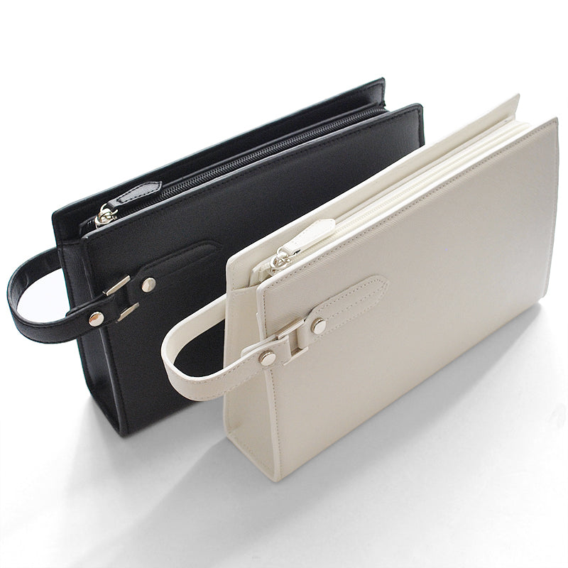 フェイクレザーサフィアーノ柄メンズクラッチバッグ No.2615T セカンドバッグ ブラック×1個