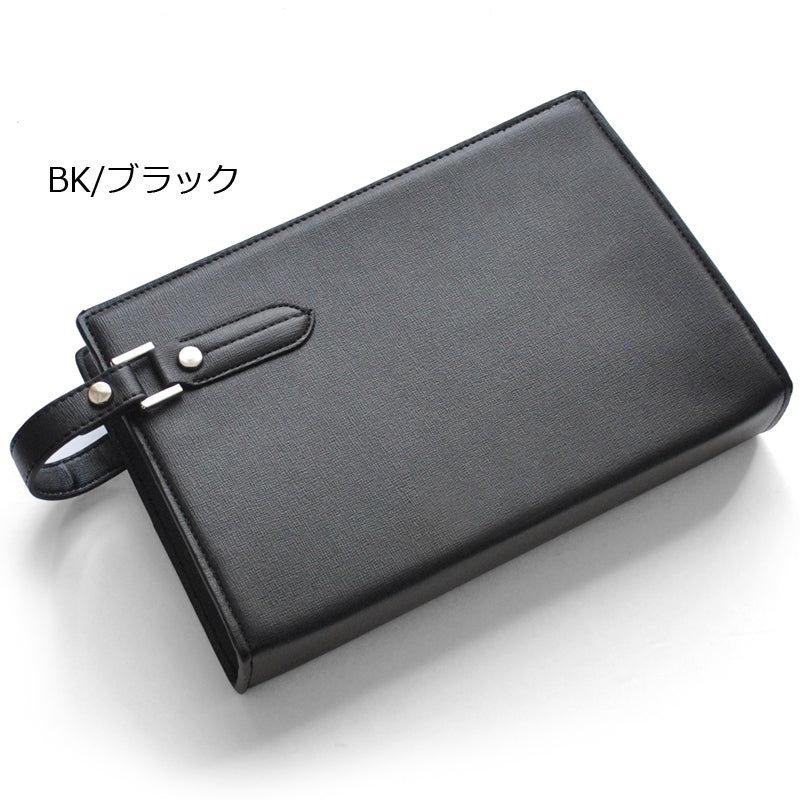 フェイクレザーサフィアーノ柄メンズクラッチバッグ No.2615T セカンドバッグ ブラック×1個