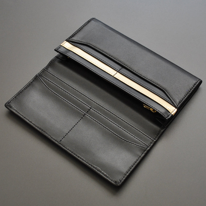 【BEAMZSQUARE】シープスキン紳士長財布 BZSQ-252 羊革長札入れ /売れ筋の開運カラー ブラック×1個