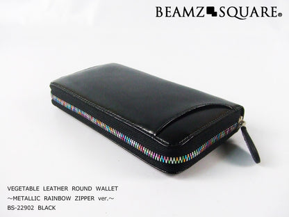 BEAMZSQUARE　ベジタブルレザーラウンド長財布BS-22902　ブラック 1個
