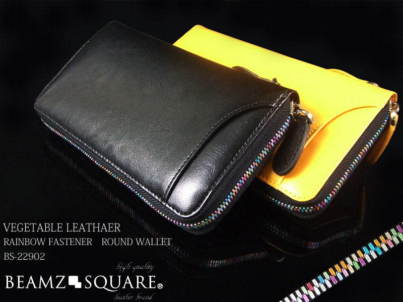 BEAMZSQUARE　ベジタブルレザーラウンド長財布BS-22902　ブラック 1個