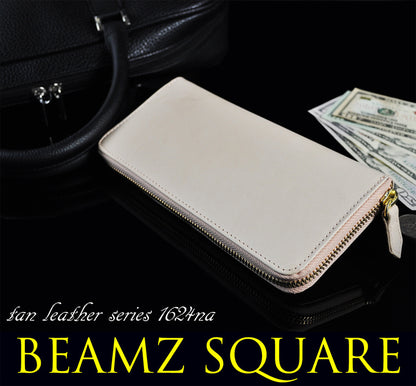 BEAMZSQUARE　ヌメ革ラウンドファスナー長財布（スリムスタイルver.）　BS-1624NA（ベージュカラー） 1個