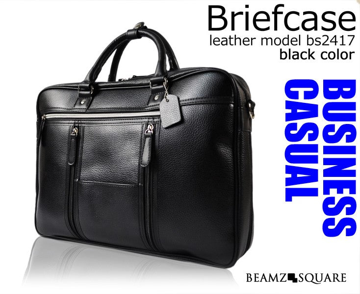 BEAMZSQUARE　牛床革製ビジネスバッグ　BS-2417BKブリーフケース 1個