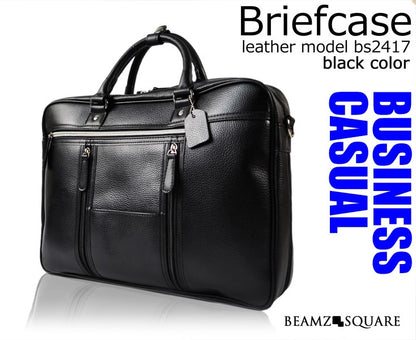 BEAMZSQUARE　牛床革製ビジネスバッグ　BS-2417BKブリーフケース 1個
