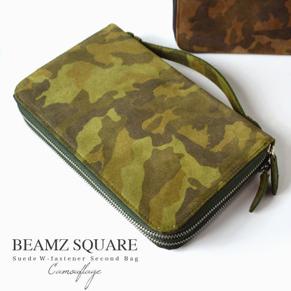 BEAMZSQUARE　スエード牛革オーガナイザーセカンドバッグ　BS-2466　 ブラウン1個