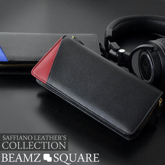 BEAMZSQUARE　牛革サフィアーノレザー多機能長財布　BS-1646（） ワインレッドライン/1個
