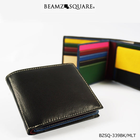 BEAMZSQUARE　オールゴートスキンレザー中ベロ付き新型折財布　BZSQ-339ブラック（山羊革） 1個