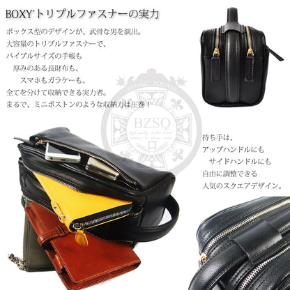 BEAMZSQUARE　牛革製BOXYスタイルセカンドバッグ　BS-2405BK 1個