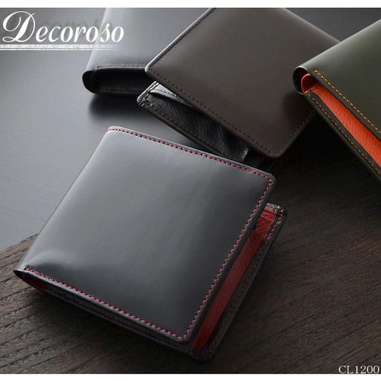 DECOROSO～デコローゾ　メンズ馬革短財布　CL-1200　 ブラック／ブラック